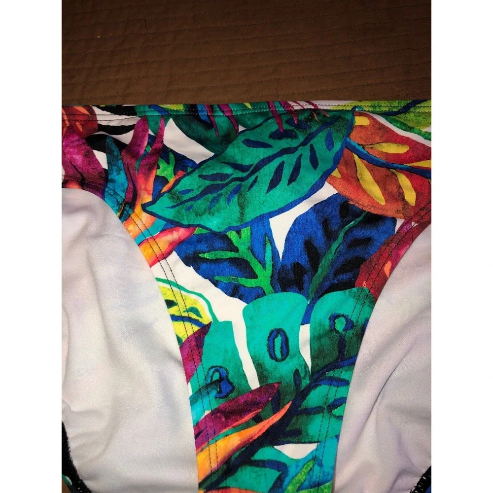New Ralph Lauren Womens Swim Bikini Bottoms Size 14 Green Blue Pink‎ Multi